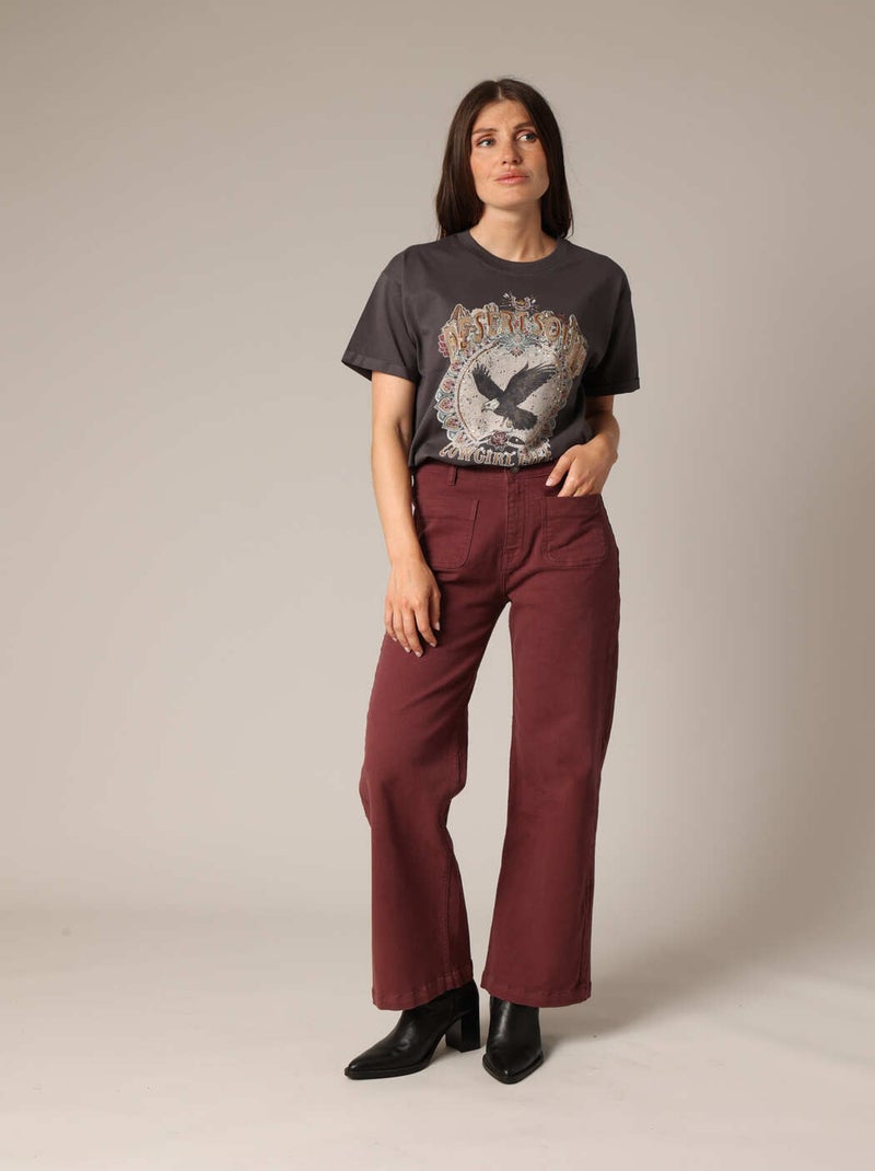 T-shirt en coton avec imprimé aigle et message « Desert Soul » 'Deeluxe' gris anthracite - Kiabi