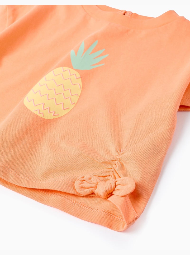 T-shirt en coton avec imprimé ananas Orange - Kiabi