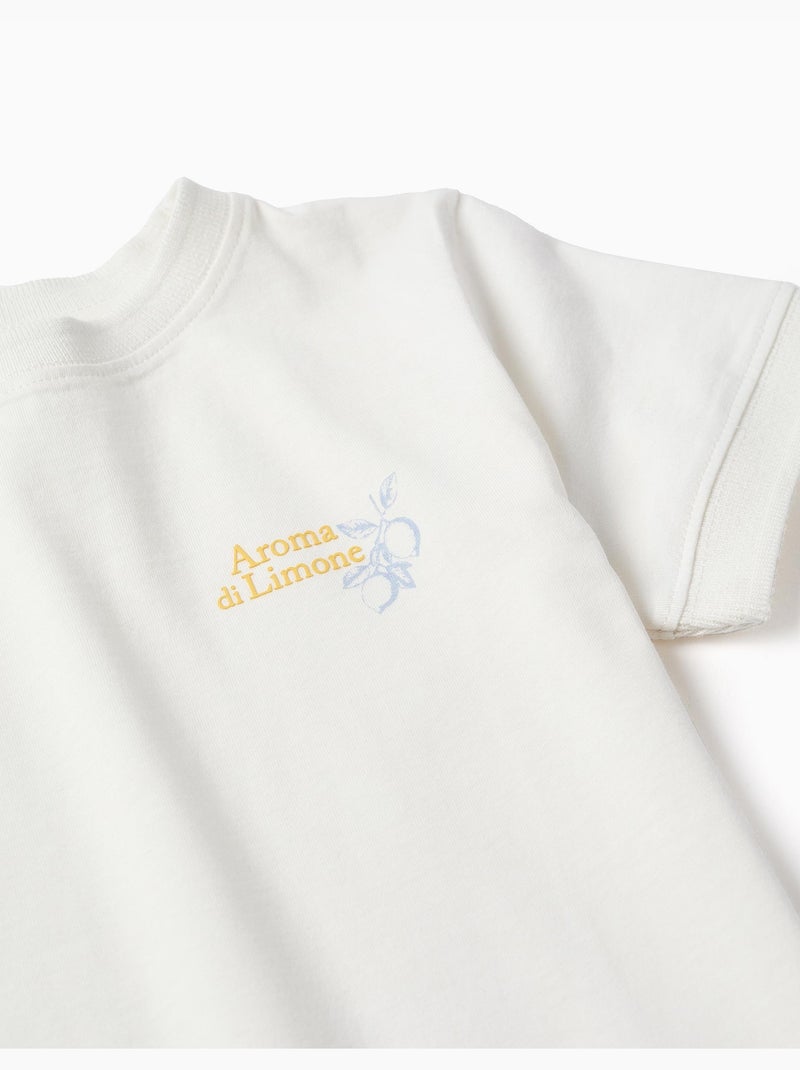 T-shirt en coton avec imprimé Aroma di Limone Blanc - Kiabi