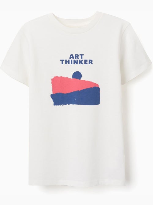 T-shirt en coton avec imprimé Art Thinker à l'avant - Kiabi