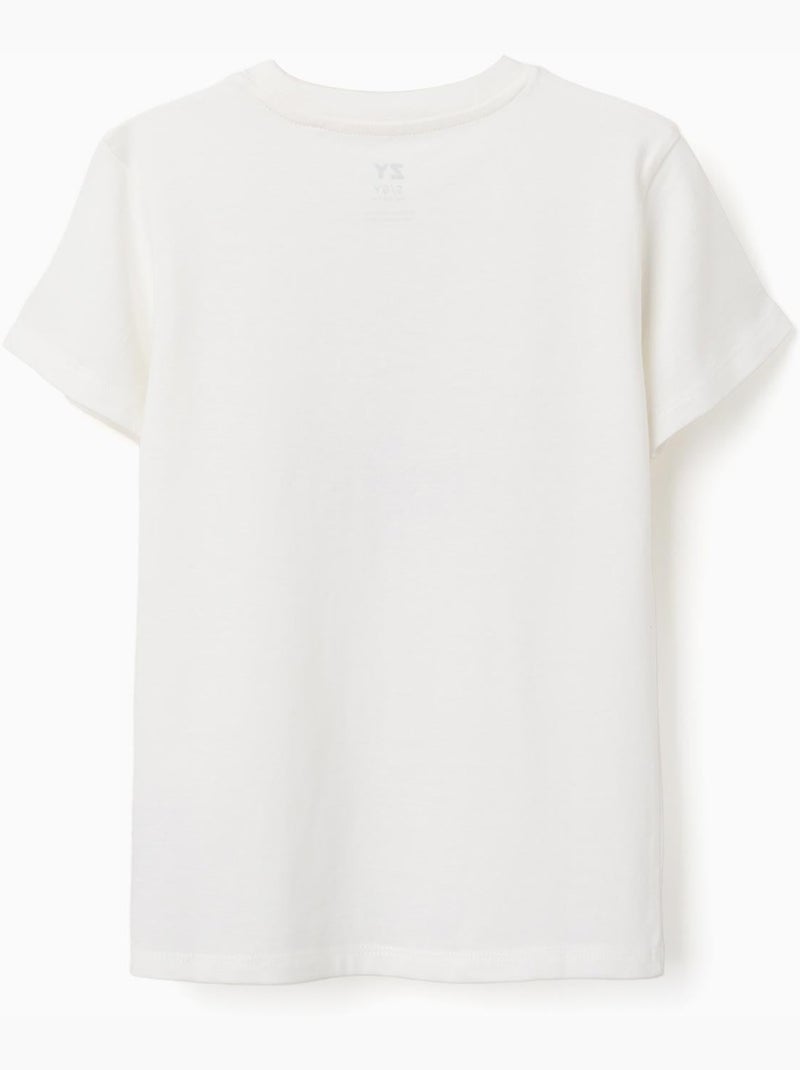 T-shirt en coton avec imprimé Art Thinker à l'avant Blanc - Kiabi