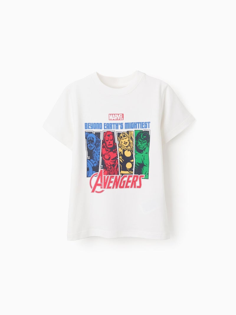 T-shirt en Coton avec Imprimé Avengers Blanc - Kiabi