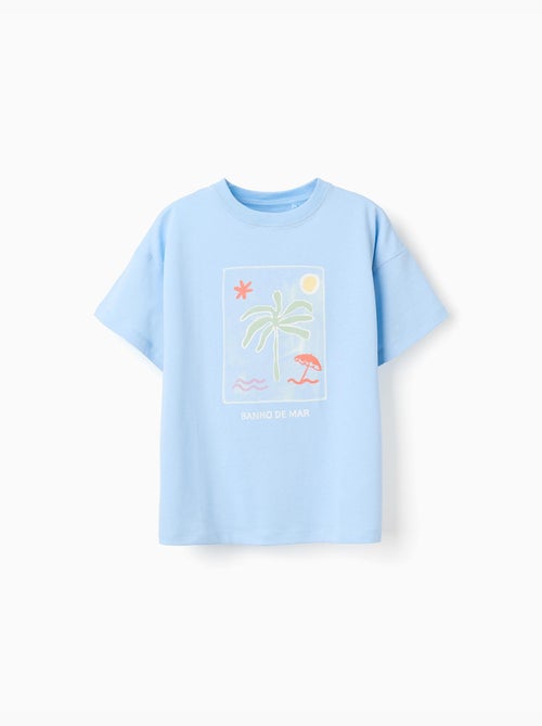 T-shirt en coton avec imprimé Banho de Mar - Kiabi