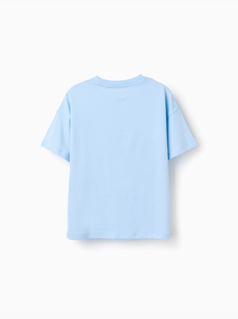T-shirt en coton avec imprimé Banho de Mar Bleu clair - Kiabi