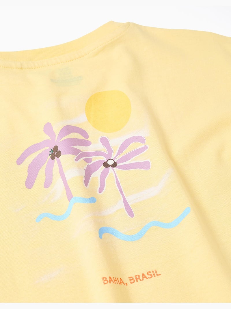 T-shirt en coton avec imprimé Banho de Mar Jaune clair - Kiabi