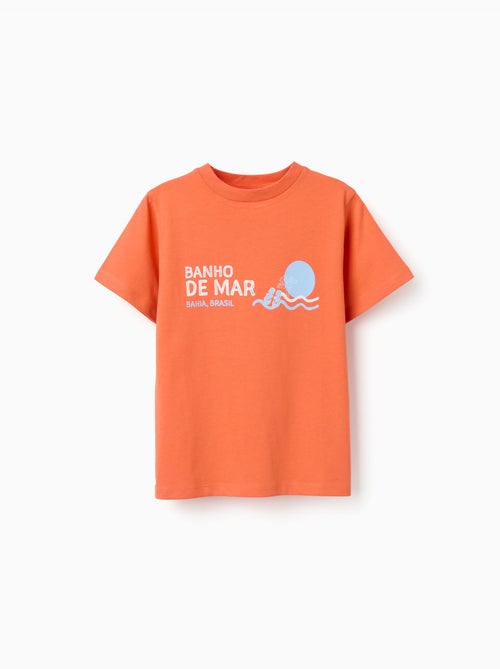 T-shirt en coton avec imprimé Banho de Mar - Kiabi