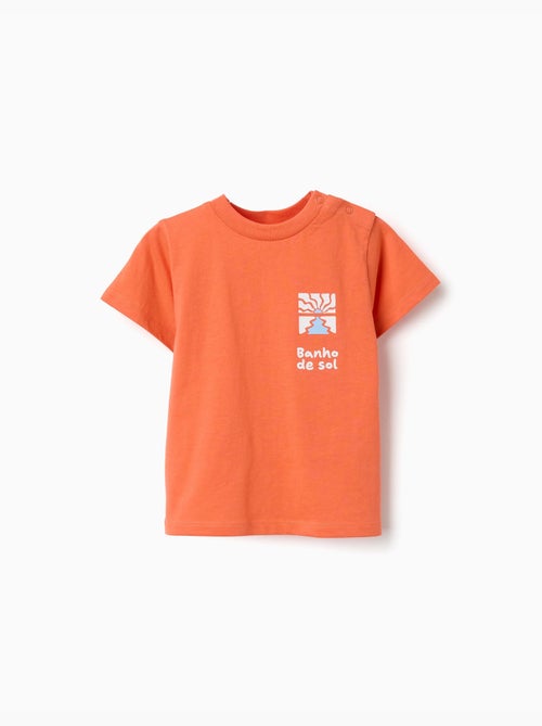 T-shirt en coton avec imprimé Banho de Sol - Kiabi
