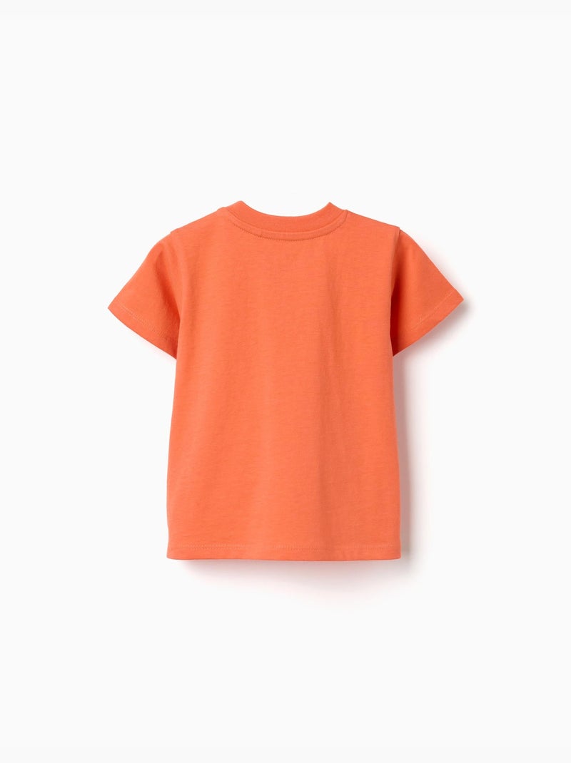 T-shirt en coton avec imprimé Banho de Sol Noir Orange - Kiabi