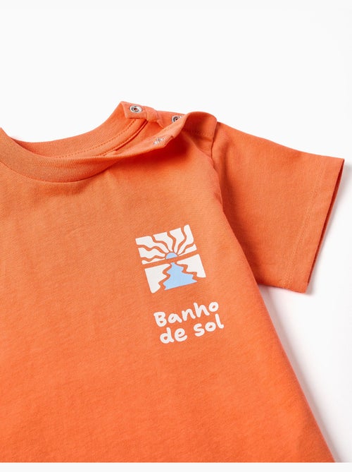 T-shirt en coton avec imprimé Banho de Sol - Kiabi