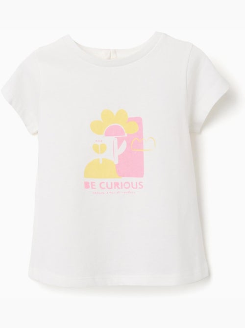 T-shirt en coton avec imprimé Be Curious - Kiabi