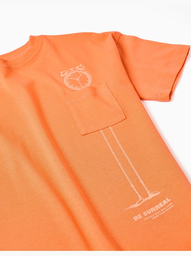 T-shirt en coton avec imprimé Be Surreal Noir Orange - Kiabi