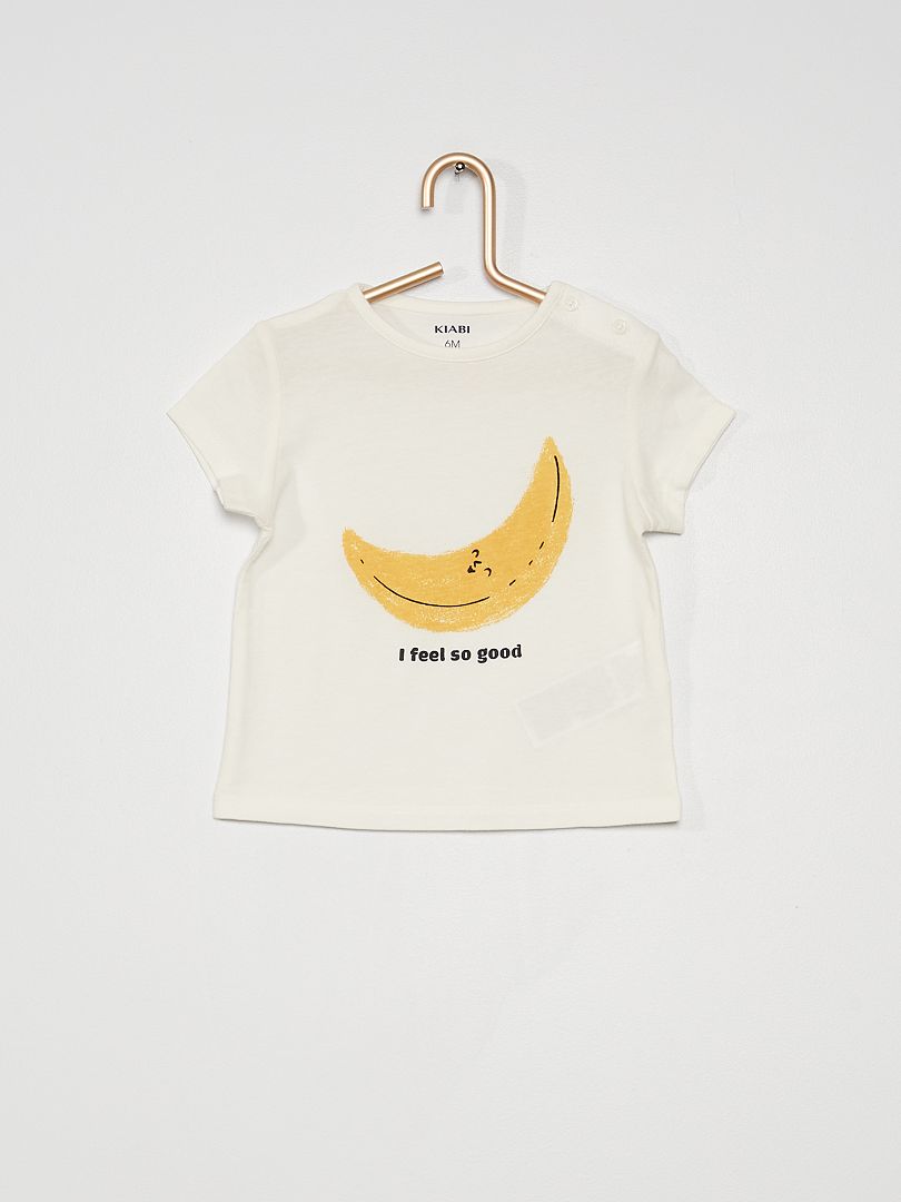 T-shirt en coton avec imprimé Blanc 'banane' - Kiabi