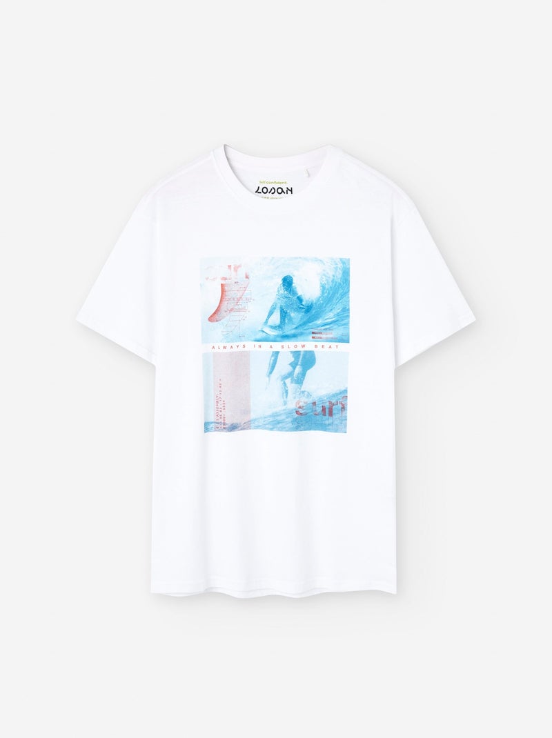 T-shirt en Coton avec Imprimé Blanc - Kiabi