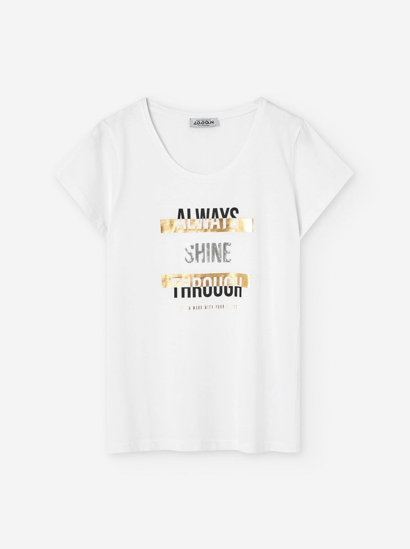 T-Shirt en Coton avec Imprimé Blanc - Kiabi