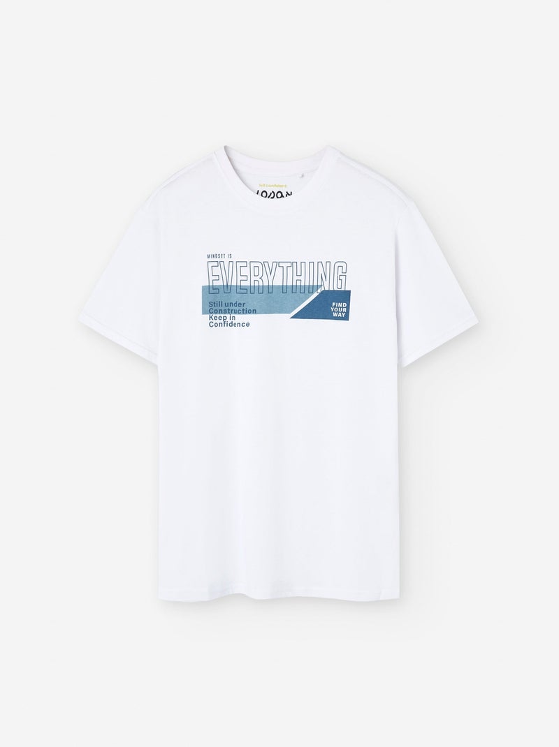 T-shirt en Coton avec Imprimé Blanc - Kiabi