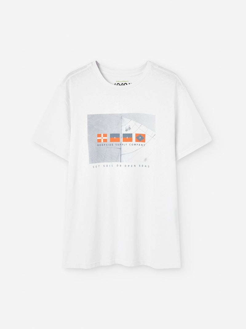 T-shirt en Coton avec Imprimé Blanc - Kiabi
