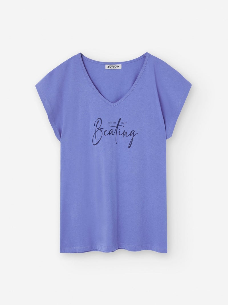 T-Shirt en Coton avec Imprimé Bleu - Kiabi