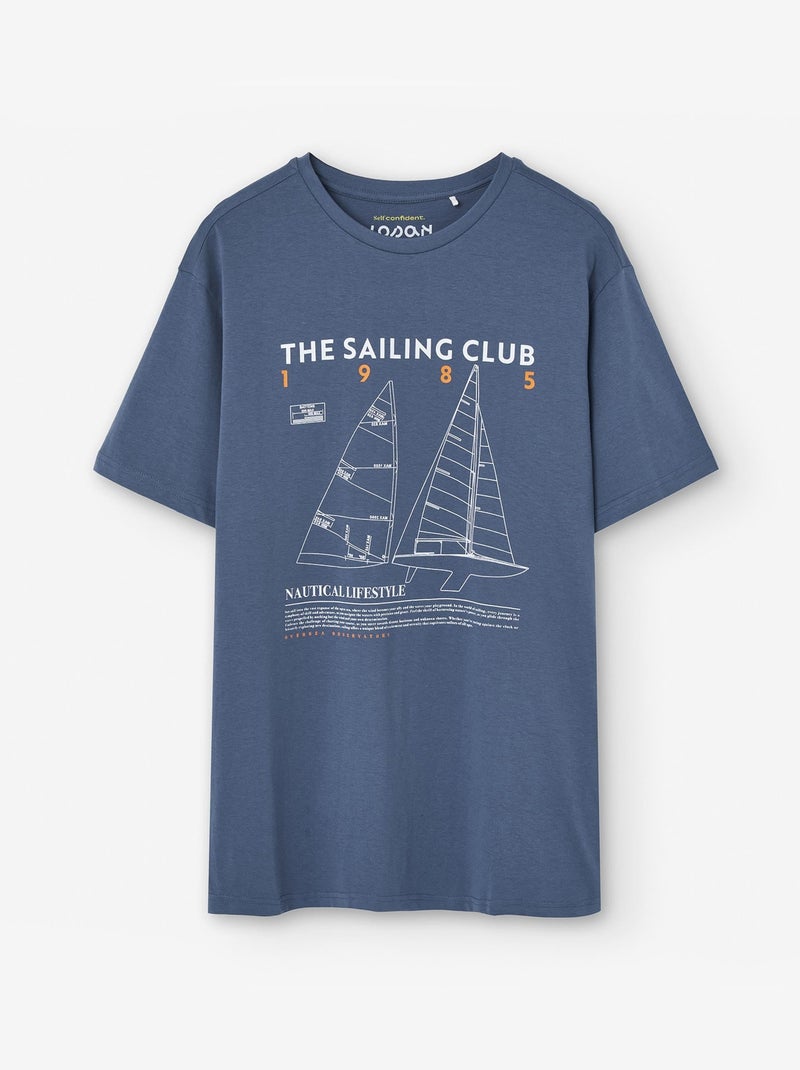 T-shirt en Coton avec Imprimé Bleu - Kiabi