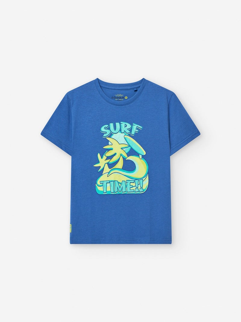 T-shirt en Coton avec Imprimé Bleu - Kiabi