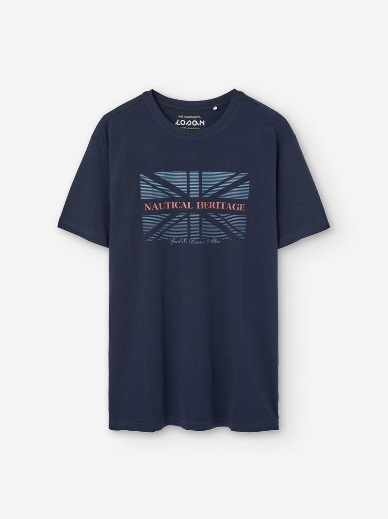 T-shirt en Coton avec Imprimé Bleu foncé - Kiabi