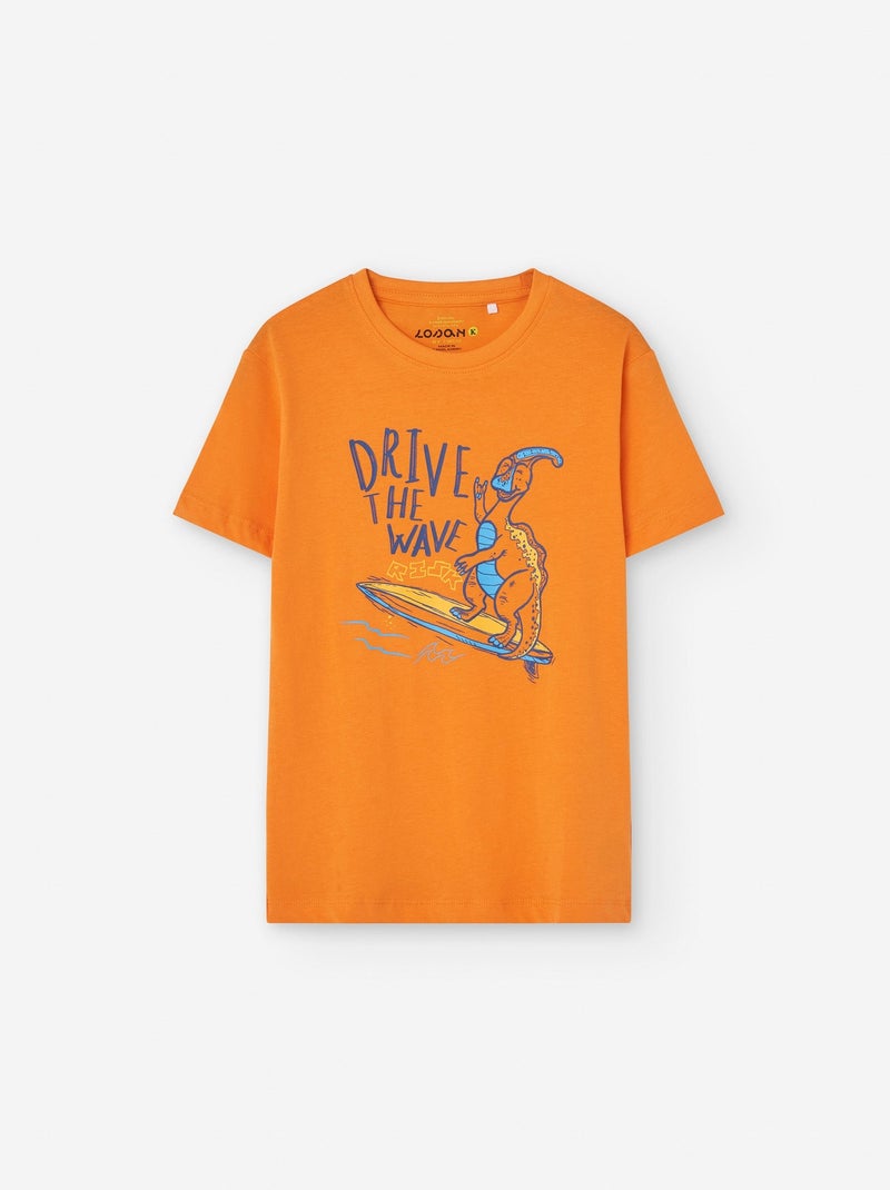 T-shirt en Coton avec Imprimé Bleu foncé - Kiabi