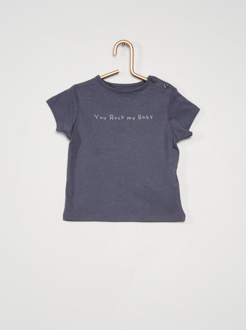 T-shirt en coton avec imprimé Bleu gris - Kiabi