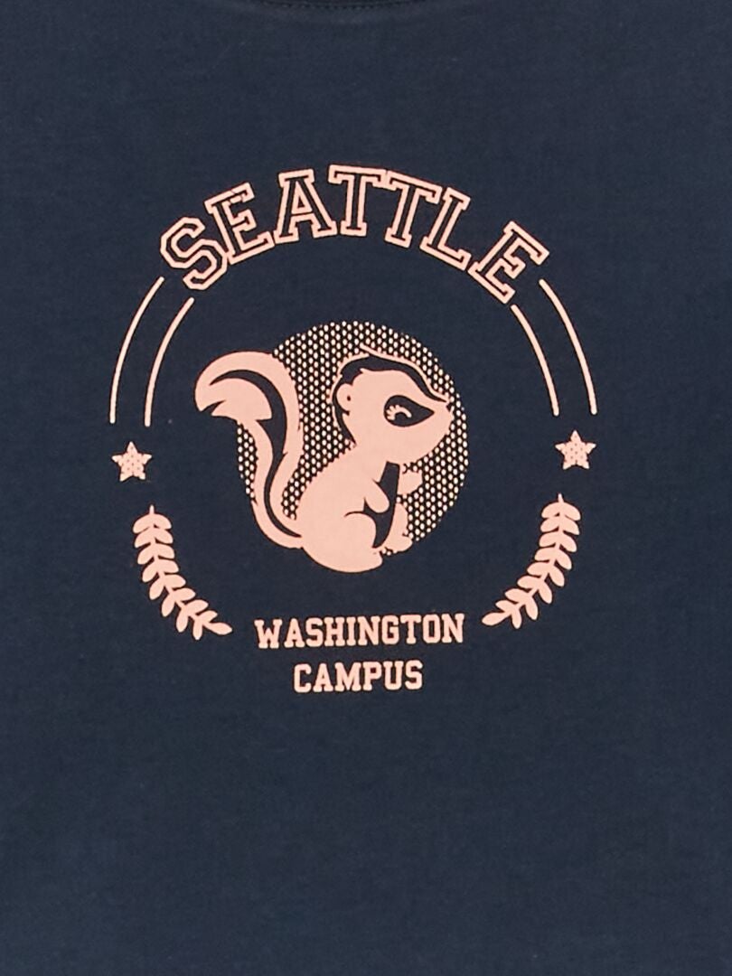 T-shirt en coton avec imprimé Bleu 'Seattle' - Kiabi