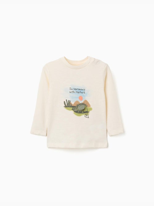 T-shirt en coton avec imprimé caméléon - Kiabi