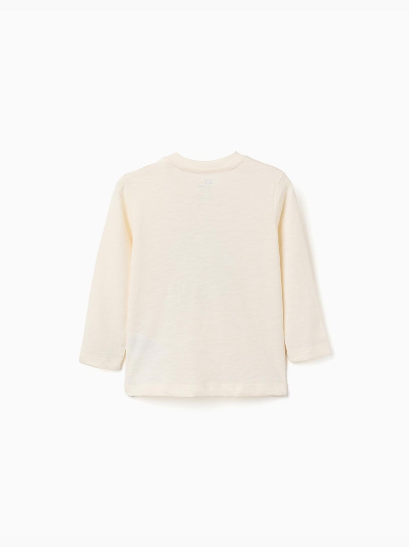 T-shirt en coton avec imprimé caméléon Beige clair - Kiabi