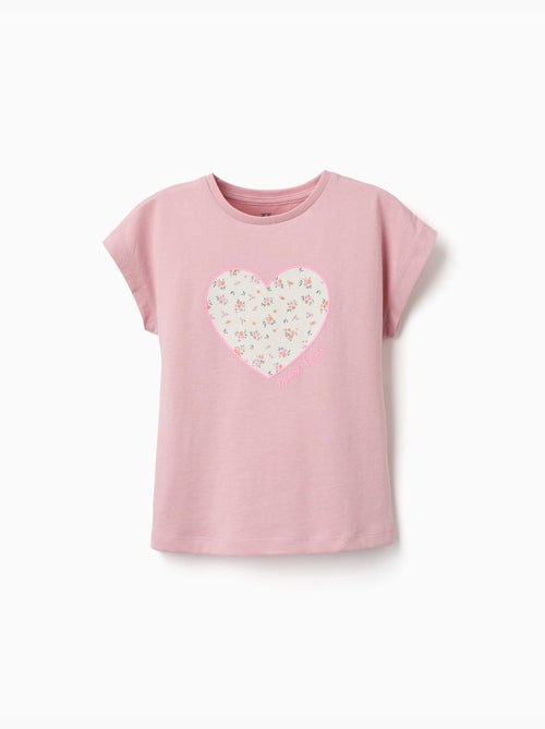 T-shirt en coton avec imprimé cœur floral - Kiabi T-shirt en coton avec imprimé cœur floral - Kiabi