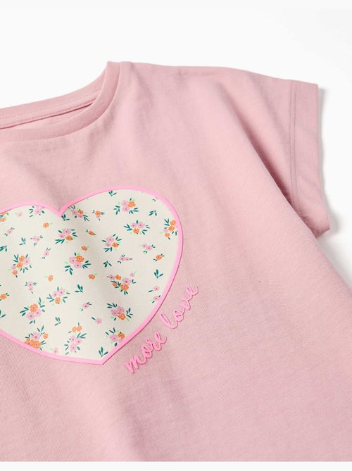 T-shirt en coton avec imprimé cœur floral - Kiabi T-shirt en coton avec imprimé cœur floral - Kiabi