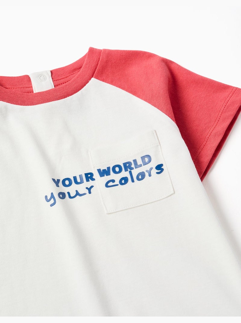 T-shirt en coton avec imprimé Colors Rouge - Kiabi