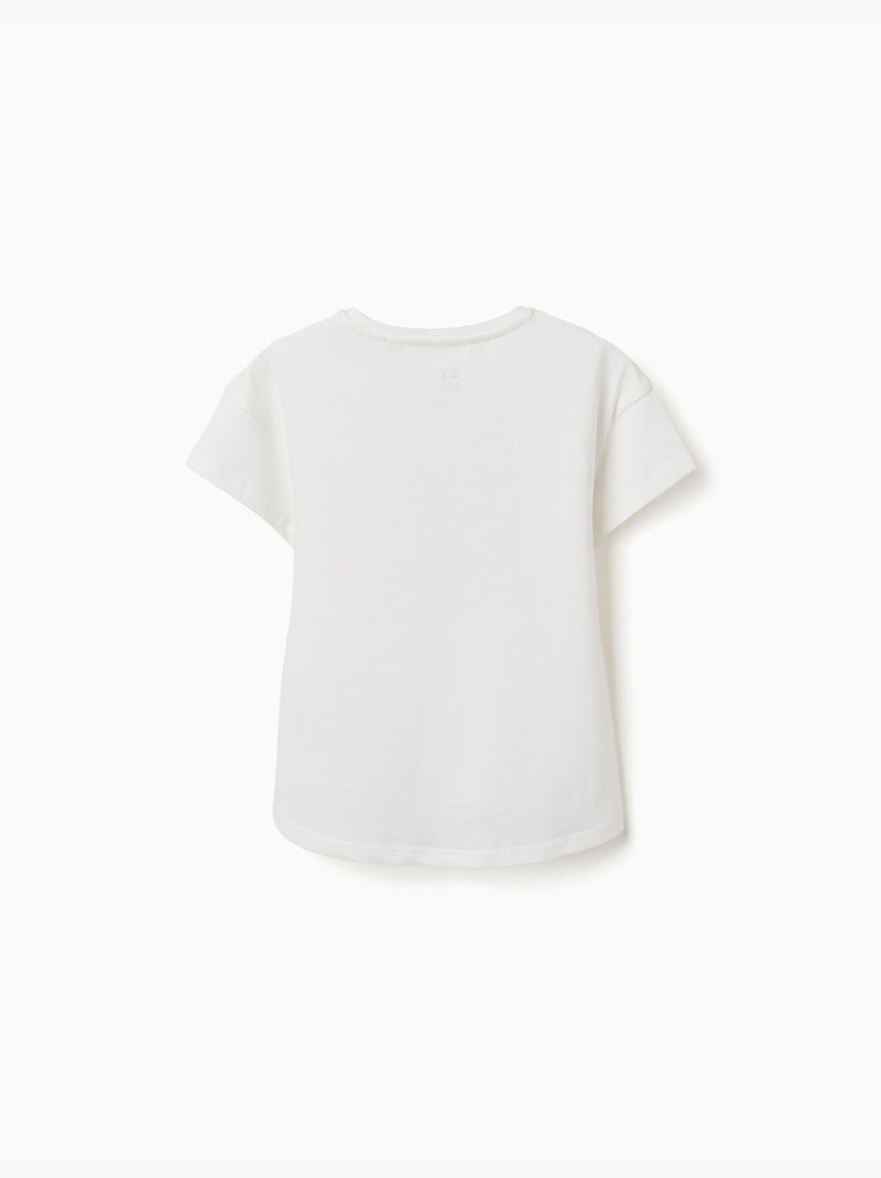 T-shirt en coton avec imprimé coquillage et épaules tombantes Blanc - Kiabi