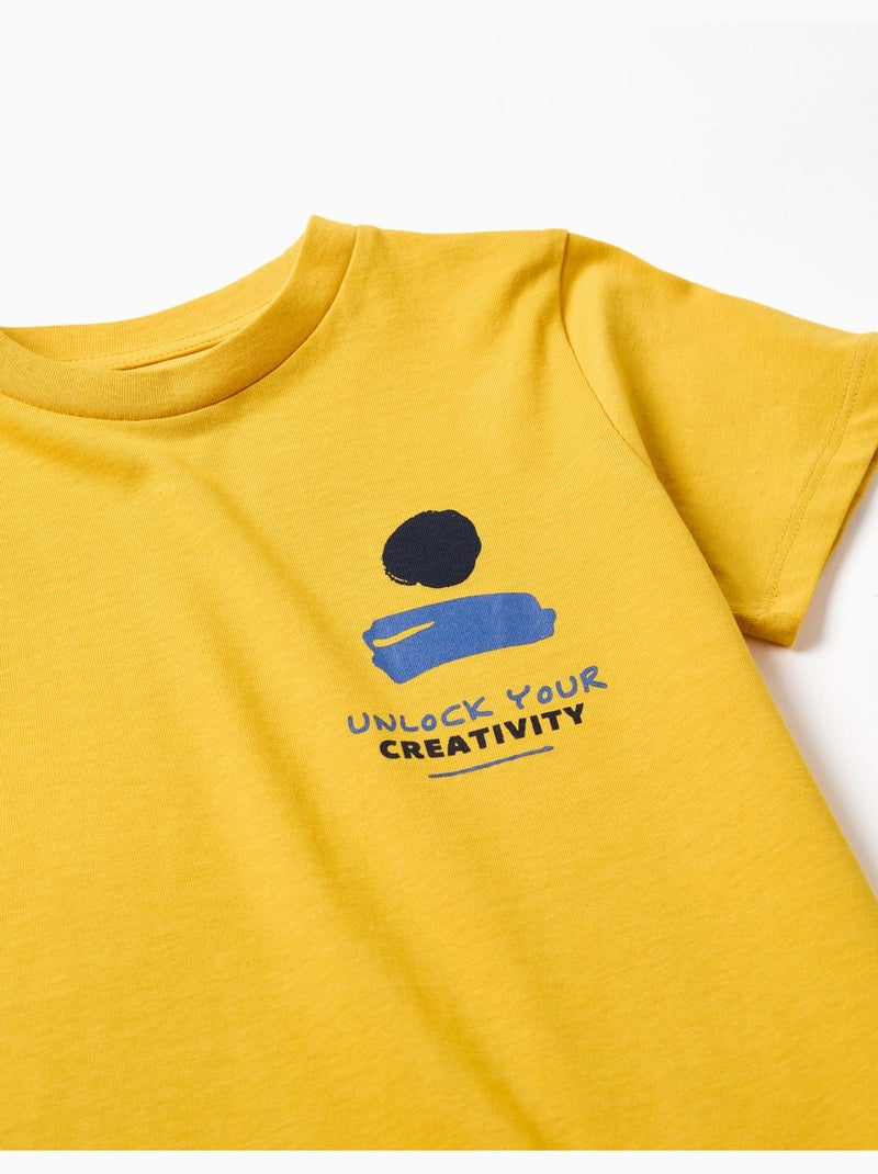 T-shirt en coton avec imprimé Creativity Jaune foncé - Kiabi