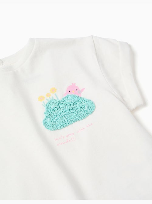 T-shirt en coton avec imprimé crochet sur la poitrine - Kiabi