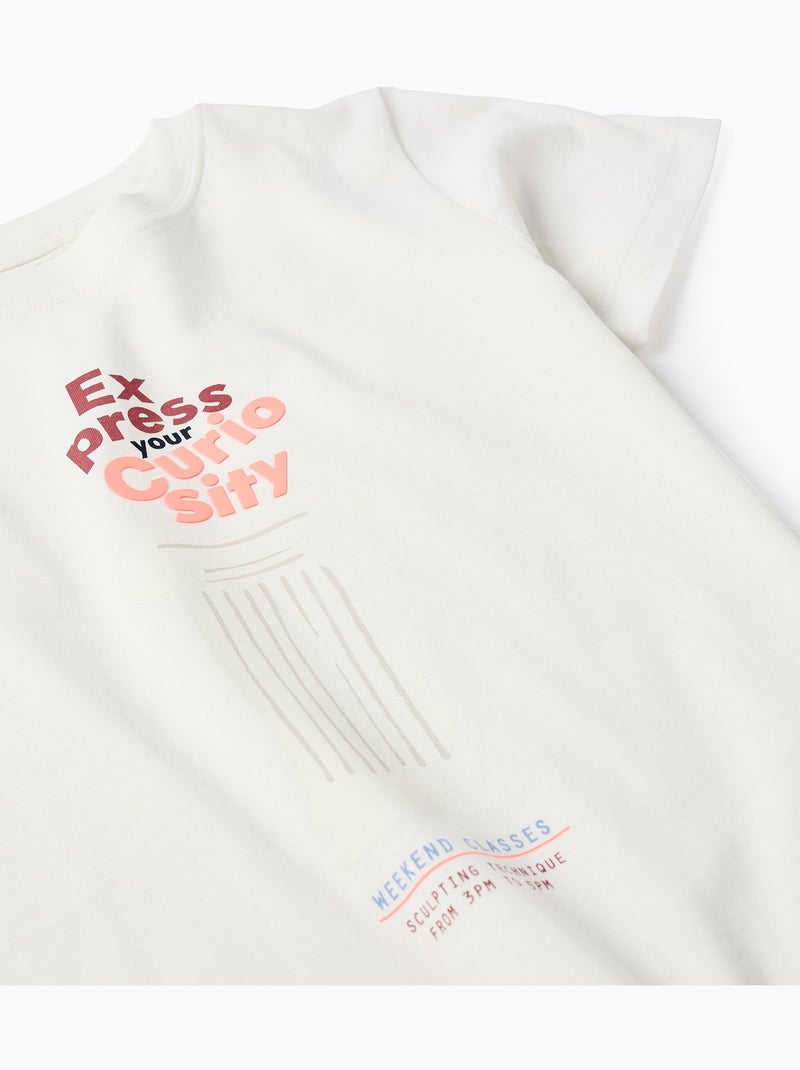 T-shirt en coton avec imprimé Curiosity à l'avant Blanc - Kiabi