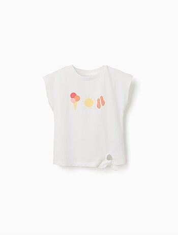 T-shirt en coton avec imprimé soleil et palmiers