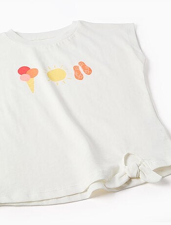 T-shirt en coton avec imprimé soleil et palmiers