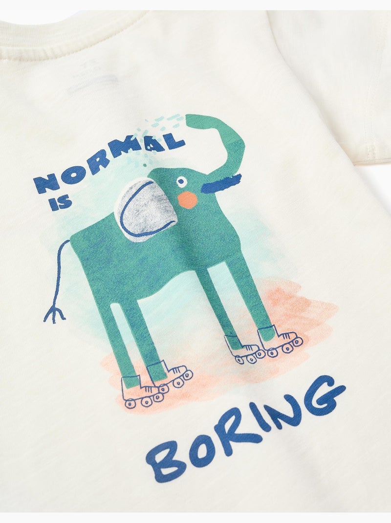 T-shirt en coton avec imprimé éléphant Beige clair - Kiabi