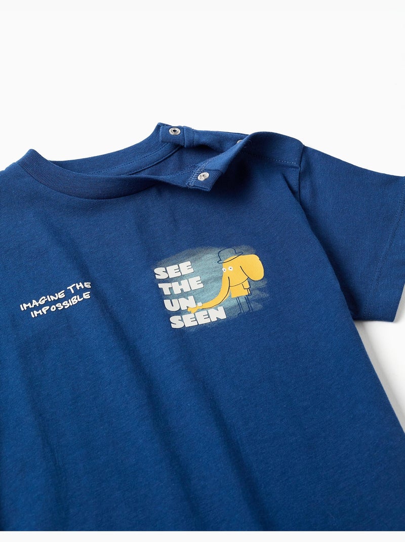 T-shirt en coton avec imprimé éléphant Bleu foncé - Kiabi