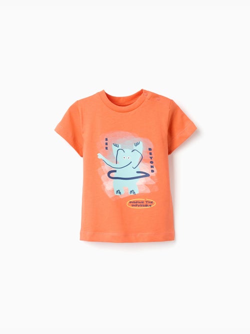 T-shirt en coton avec imprimé éléphant - Kiabi