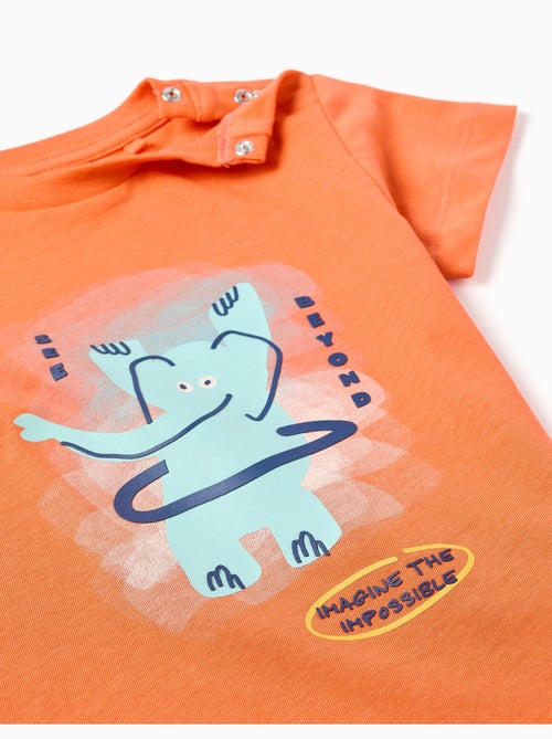 T-shirt en coton avec imprimé éléphant - Kiabi