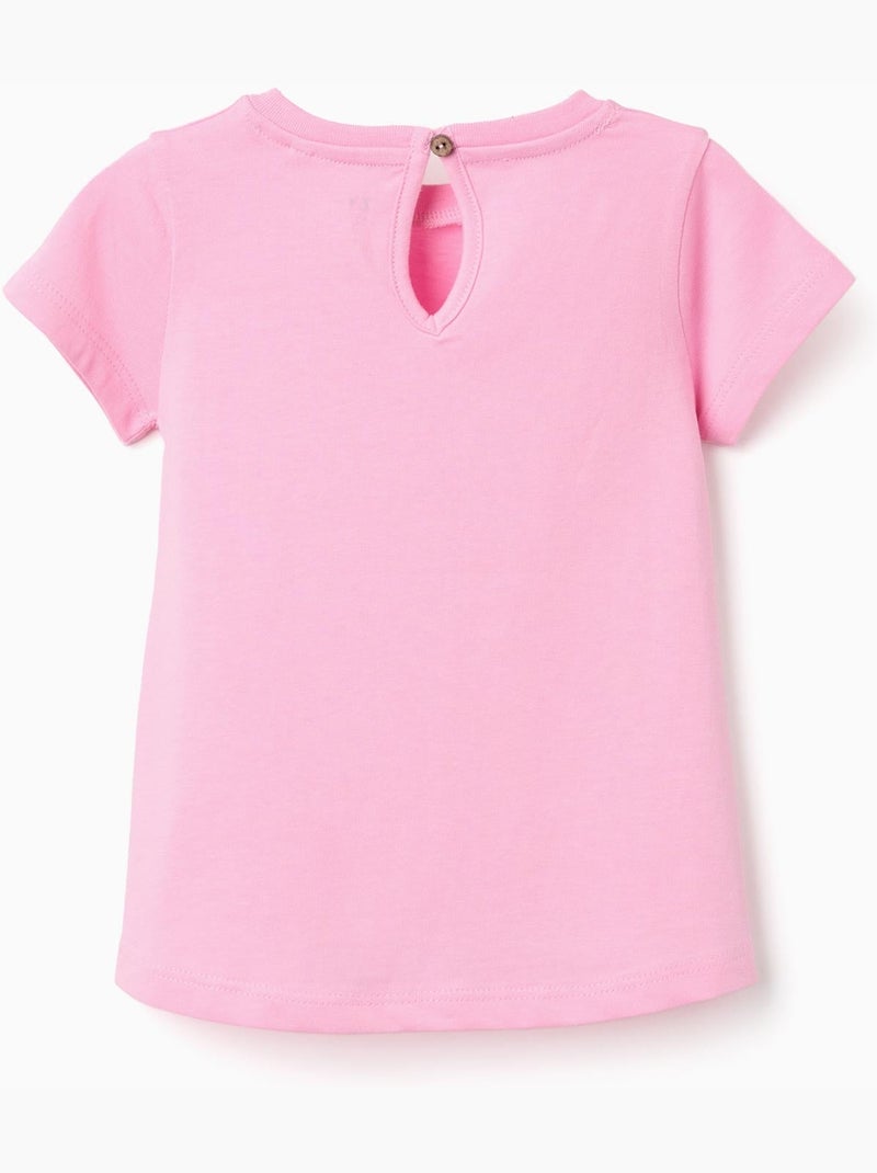 T-shirt en coton avec imprimé en relief à l'avant Rose - Kiabi