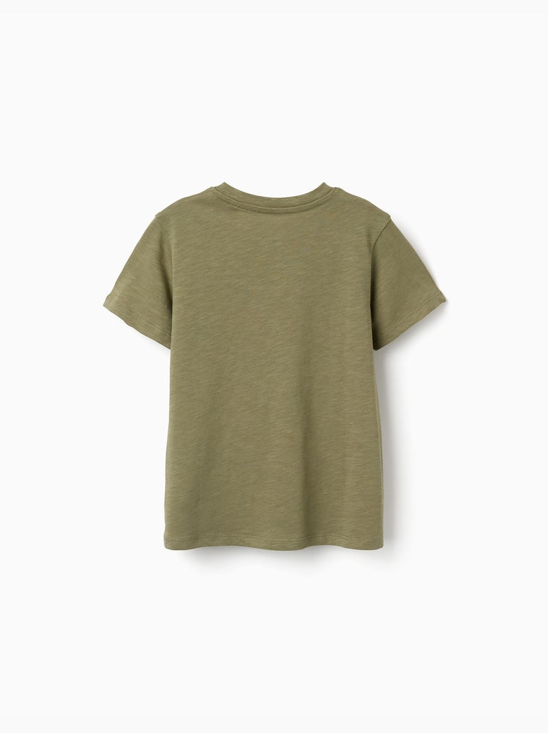 T-shirt en coton avec imprimé en relief Lanzarote Vert foncé - Kiabi