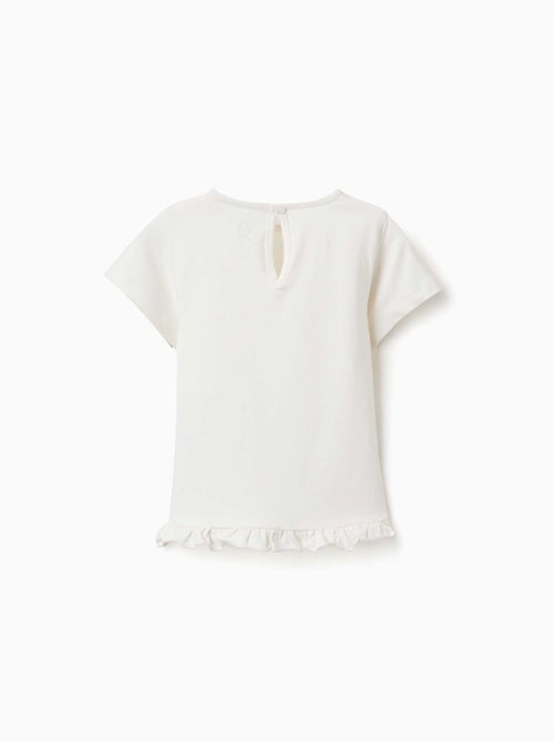 T-shirt en coton avec imprimé et ourlet à volants - Kiabi