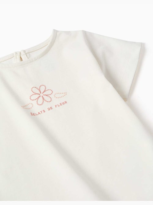 T-shirt en coton avec imprimé et ourlet à volants - Kiabi