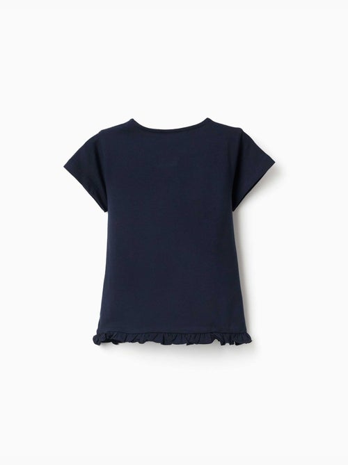 T-shirt en coton avec imprimé et ourlet à volants - Kiabi