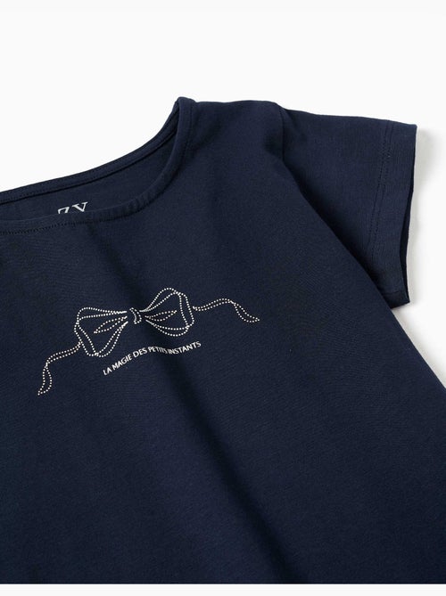 T-shirt en coton avec imprimé et ourlet à volants - Kiabi