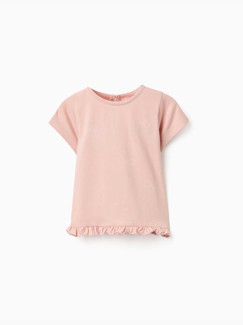 T-shirt en coton avec imprimé et ourlet à volants - Kiabi T-shirt en coton avec imprimé et ourlet à volants - Kiabi