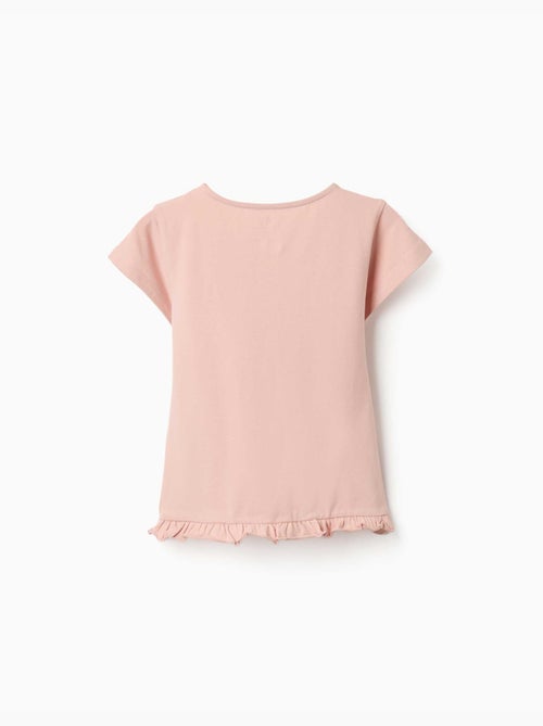 T-shirt en coton avec imprimé et ourlet à volants - Kiabi